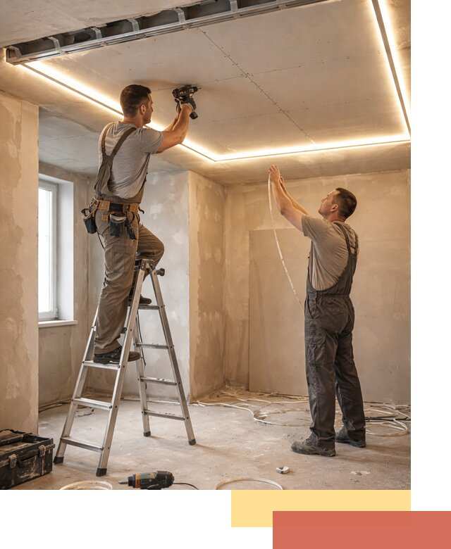 Потолок из гипсокартона с подсветкой в Балахне