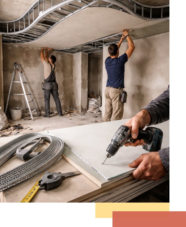 Криволинейный потолок из гипсокартона в Балахне — монтаж и отделка