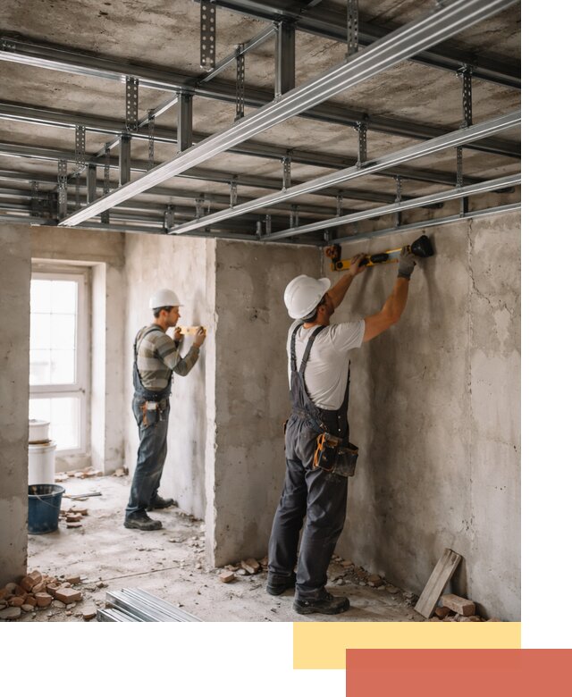 Монтаж каркаса потолка из профильного профиля в Балахне